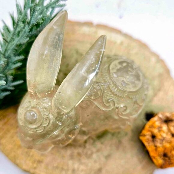 Nature Crystal Chips Resin Blessing Fortune Big Rabbit  Figure - Picture 7 of 10